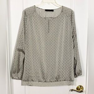 The Limited Silver Textured Sheer Blouse XL